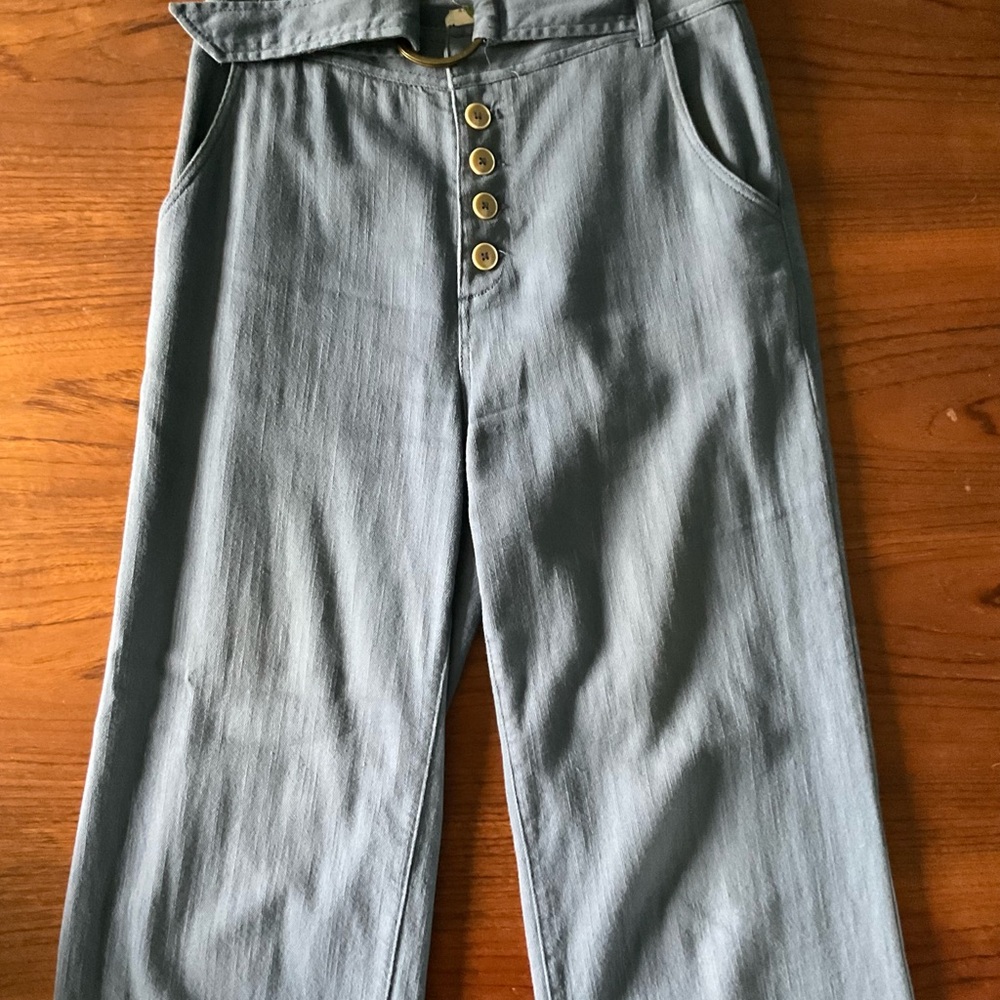 Stylish blue Button-Up Pants